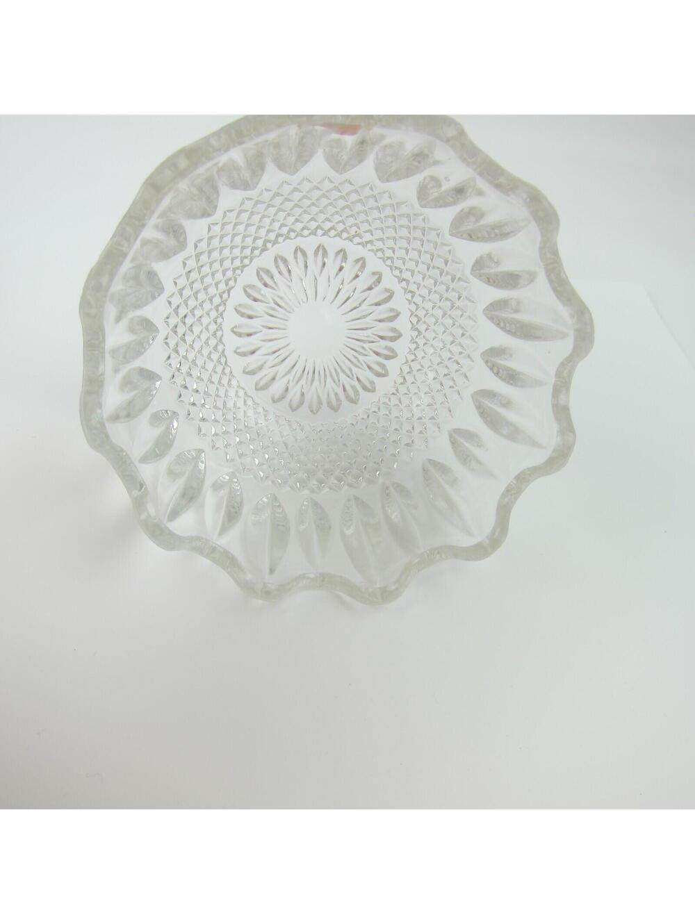 Vintage Clear Glass 2 Piece Interlocking Bowl Candy Dish Patterned Nut Snacks - Picture 13 of 16